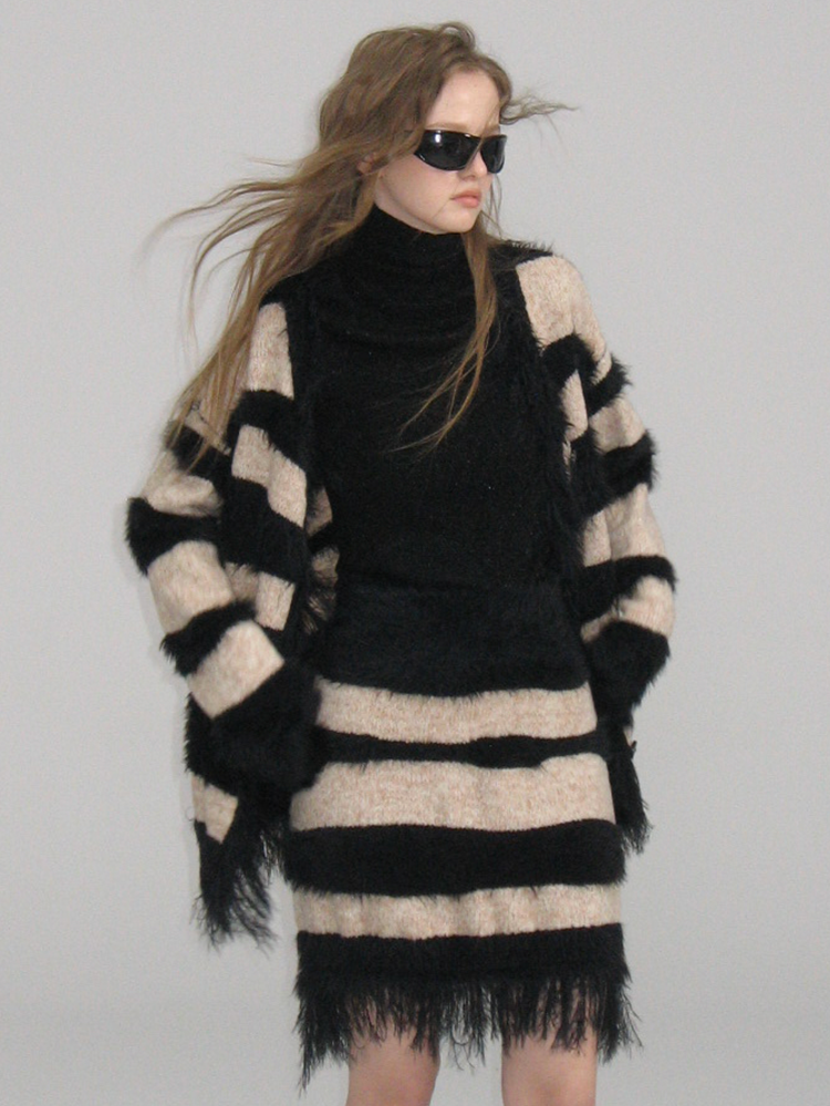 Tulle Tiered Border Knit-Carsigan&Ciffon-Skirt