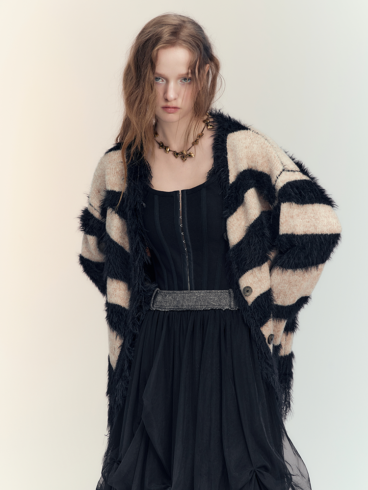 Tulle Tiered Border Knit-Carsigan&Ciffon-Skirt