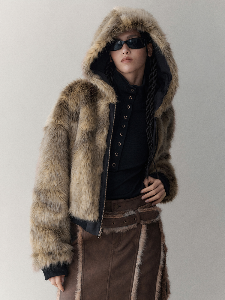Reversible Luxury Fluffily Hoodie High-End Fur-Jacket