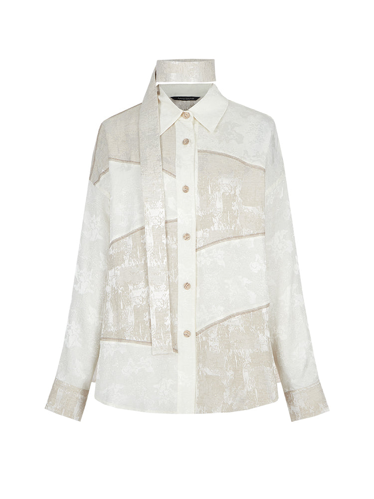 Set-Up Oversize Patchwork Asymmetry Chic Shirt&Long-Skirt