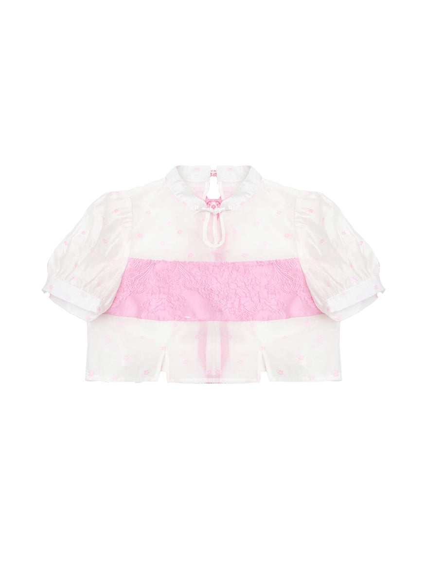 Chinese Organza Top & Jacquard Short Skirt