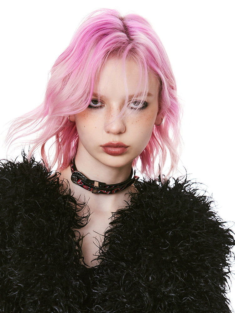 Leather Logo Punk Choker