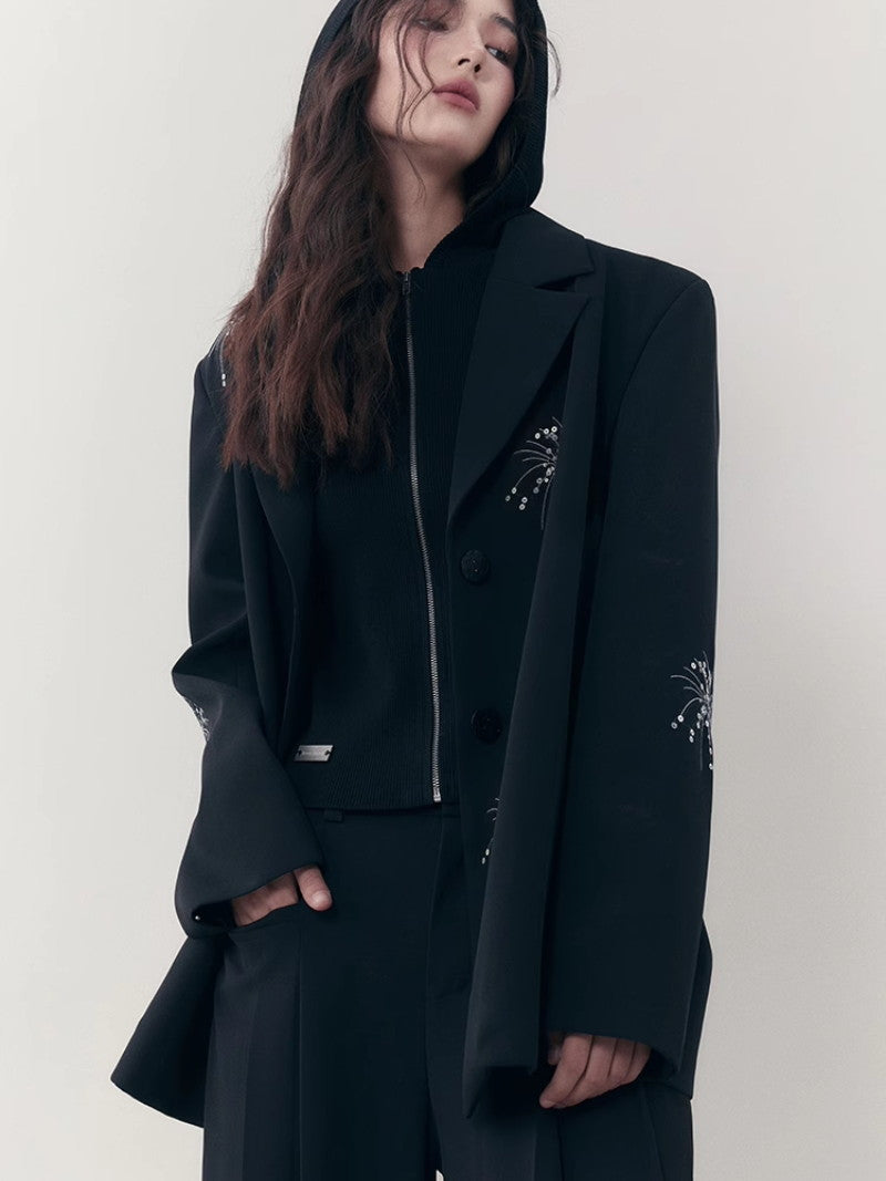 Set-Up Sequin High-End Unique Fireworks Jacket&Straight-Pants