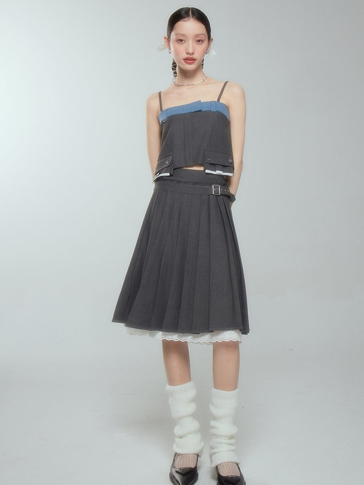 Lace Layered Flare Feminine Skirt