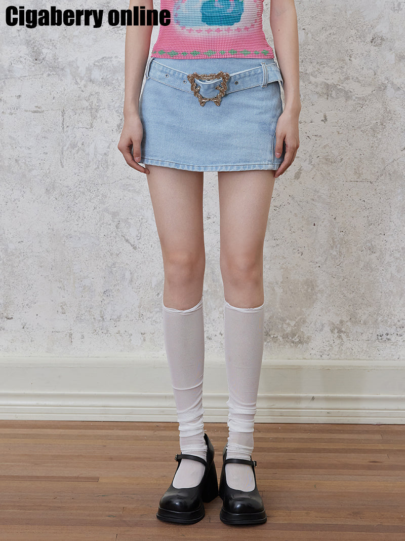 Straight Denim Hip Skirt