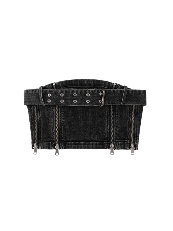 Zipper Belt Denim Bare Top