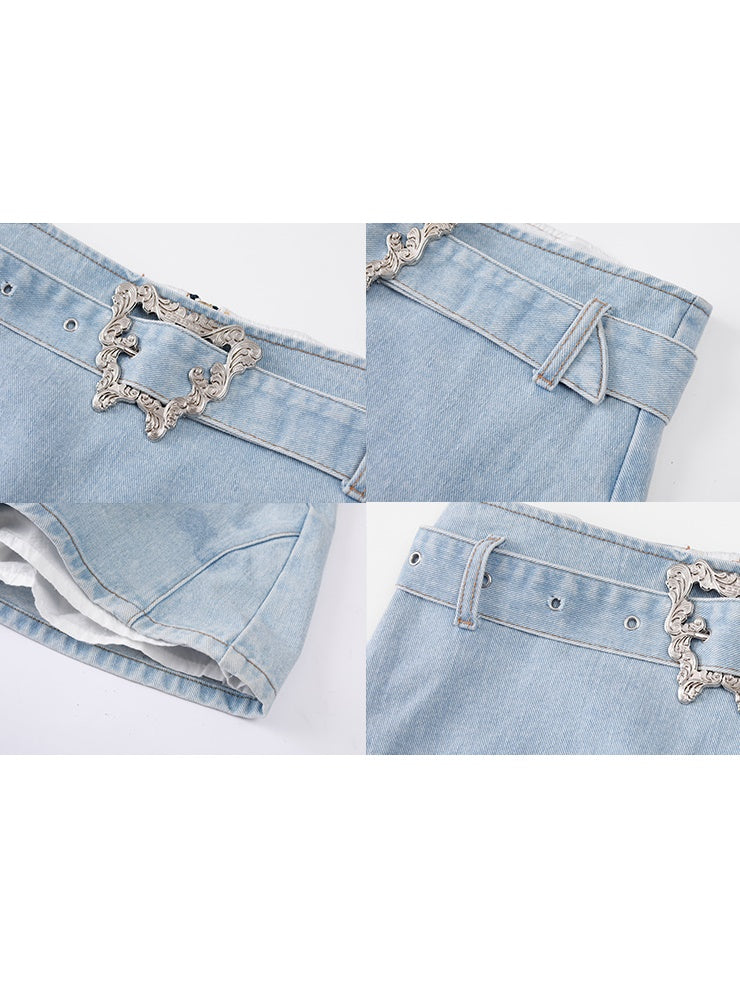 Straight Denim Hip Skirt