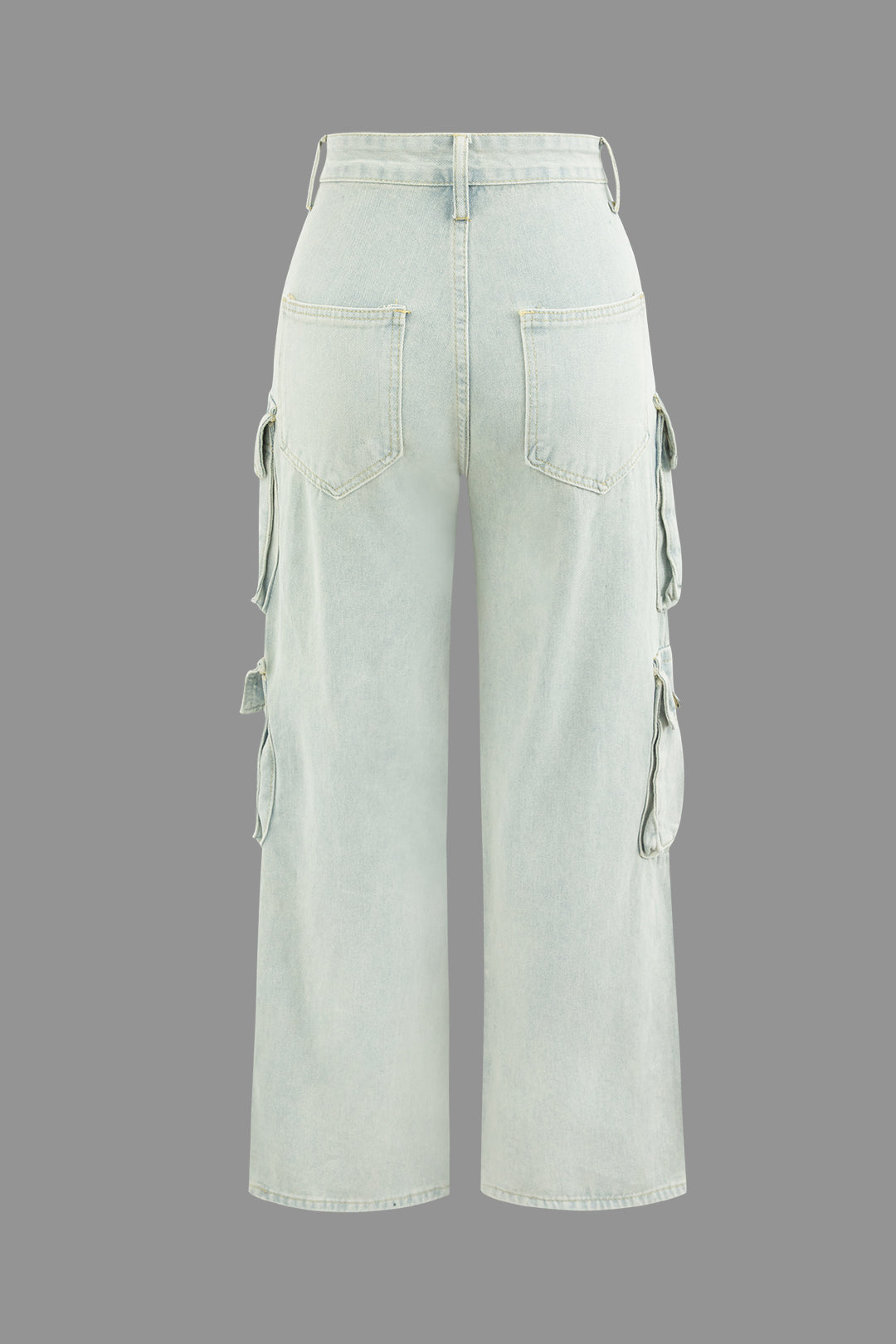 Washed Multi-pocket Straight Leg Cargo Jeans
