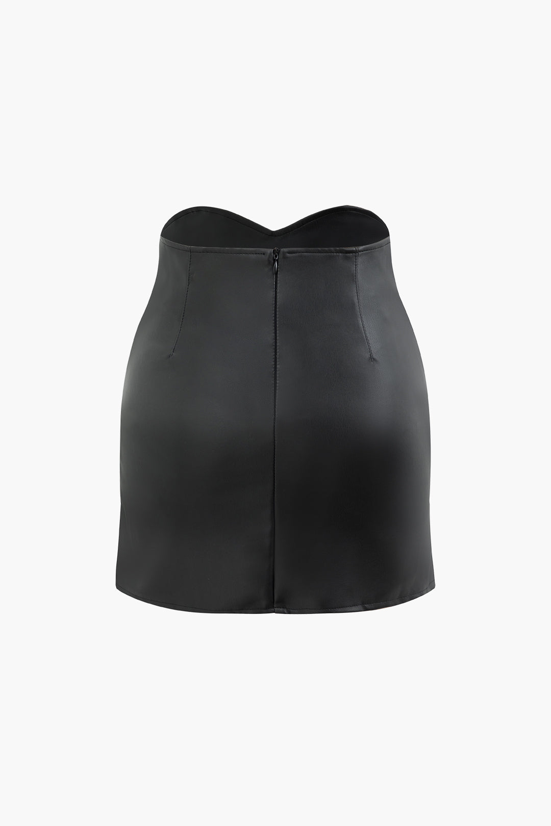 High Waist Faux Leather Ruched Mini Skirt