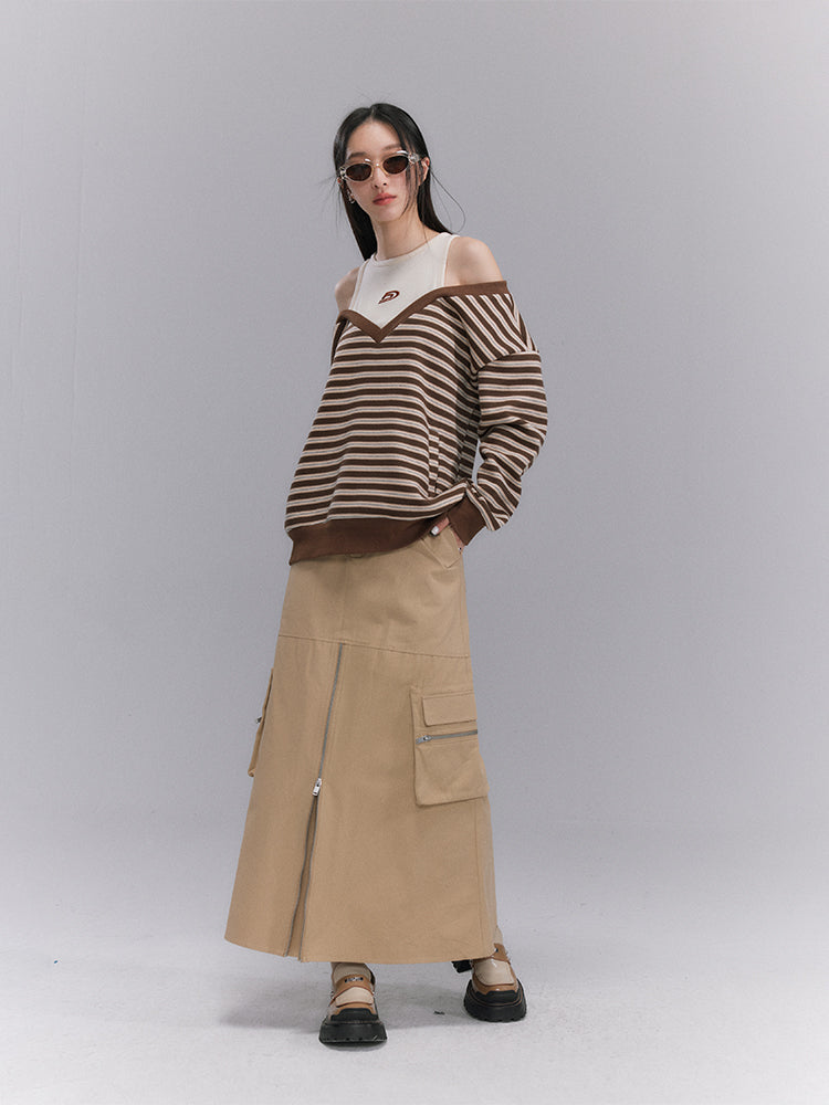 Trench Long Cichi Pocket Zipper Skirt