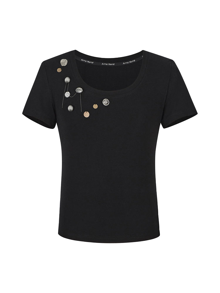 Coin Bijou Crew-Neck Chain Nichi T-Shirt