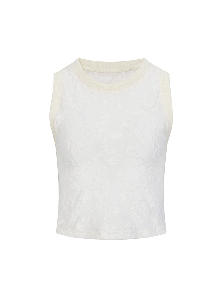 Embroidery Flower No-Sleeve Feminine Tops