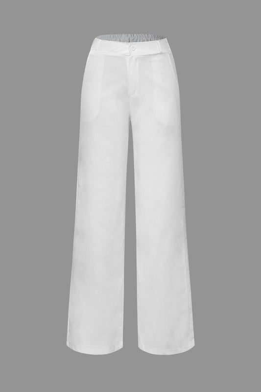 Linen-Blend Straight Leg Pants