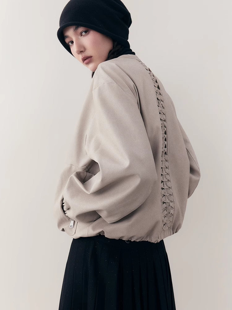 Back-Conscious Drawstring Leather Nichi Jacket