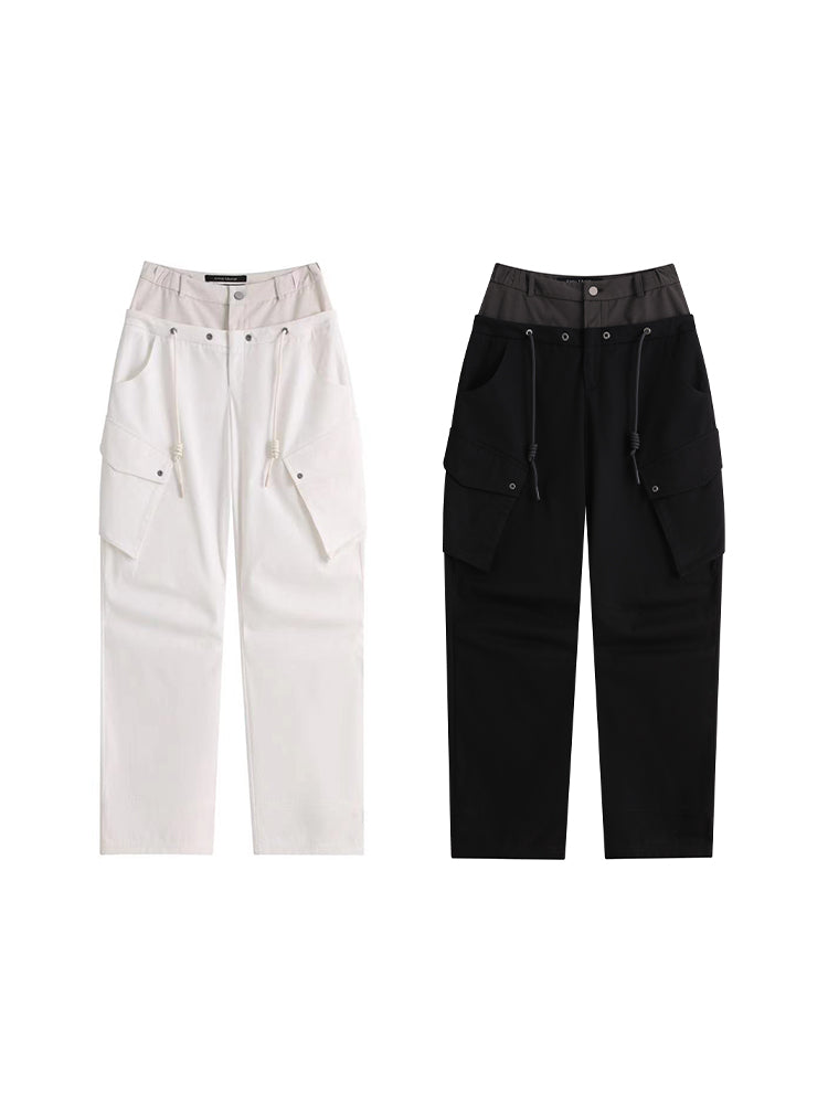 Nichi Fake-Layered Loose Casual Pants