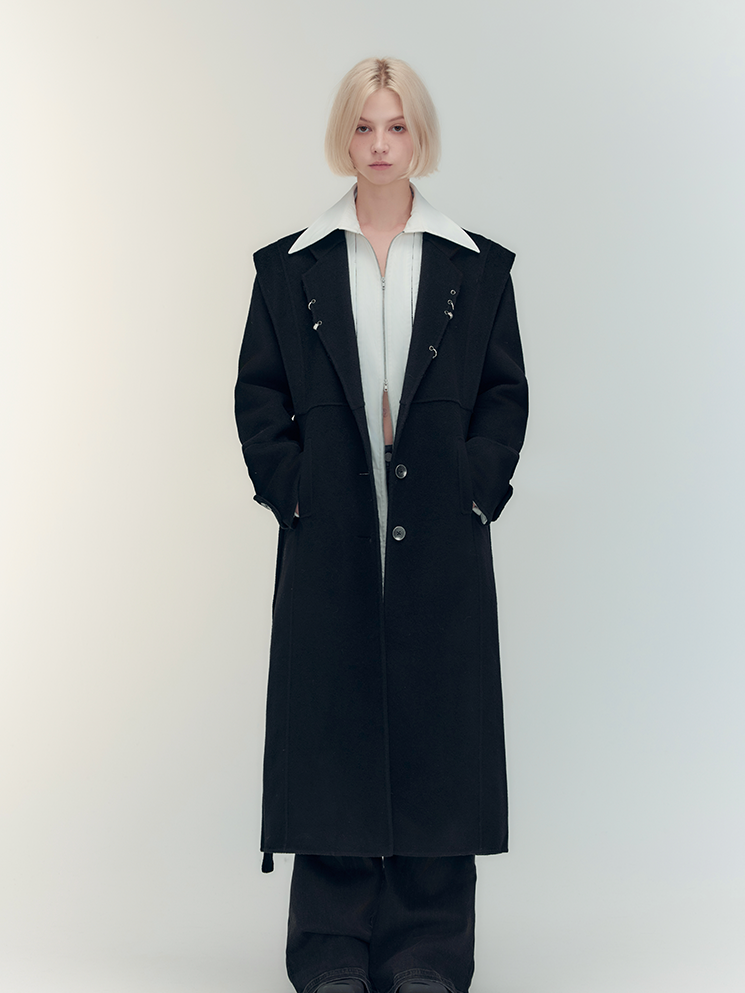 High-End Wool Nichi-Button Cool Long-Coat