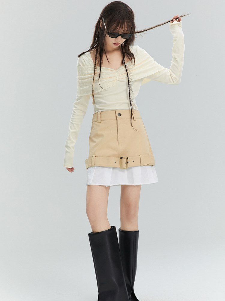 High-waist Casual Belt Short Skirt