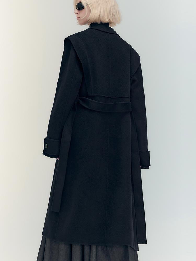 High-End Wool Nichi-Button Cool Long-Coat