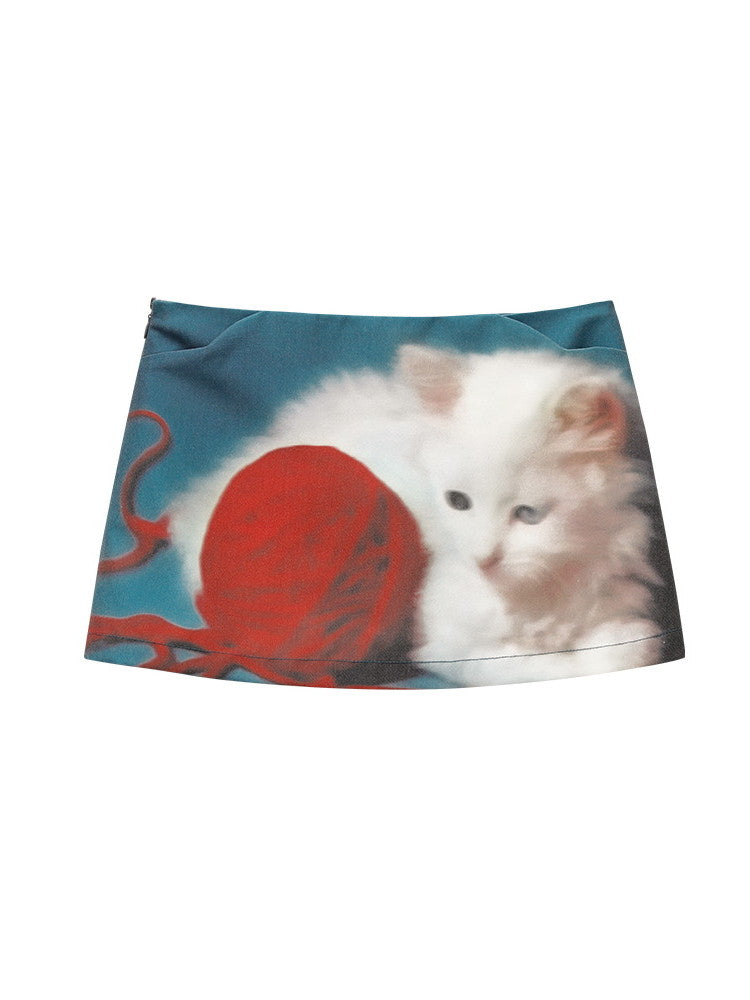 Cat Picture Tight Micro-Mini Nichi Skirt