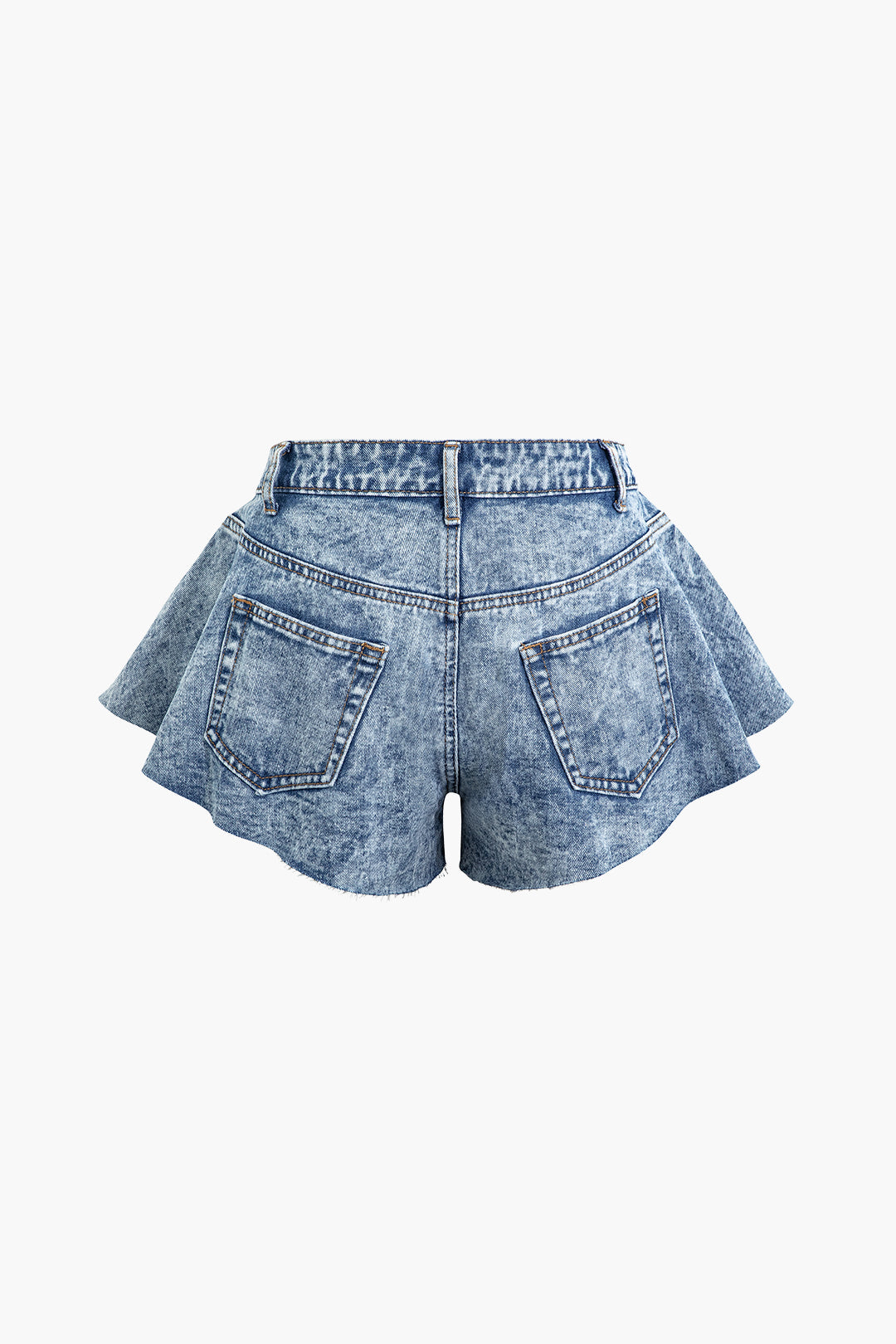 Frayed Hem Wide Leg Denim Shorts