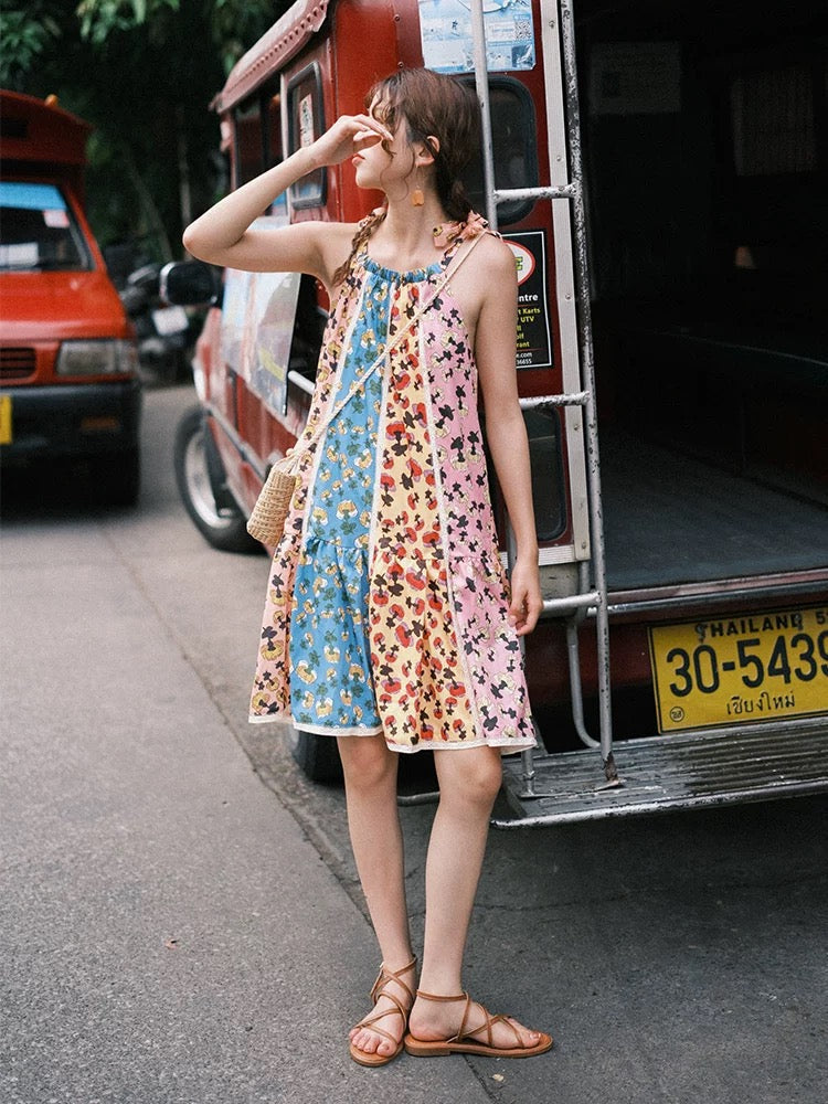 Floral Panel Tent Dress in Multi