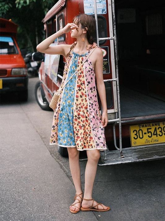 Floral Panel Tent Dress in Multi