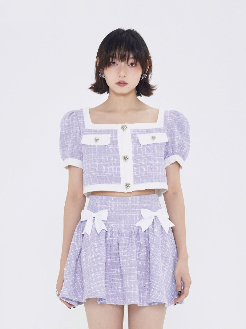 Fragrance Square Collar Jacket & A-Line Skirt