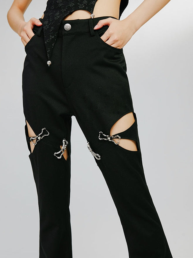 Hollow Micro-Flare Pants