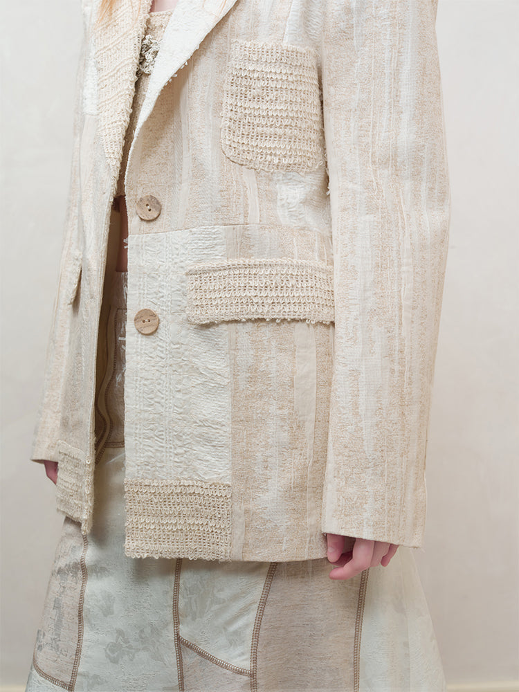 Oversize Patchwork Asymmetry Chic Jacket