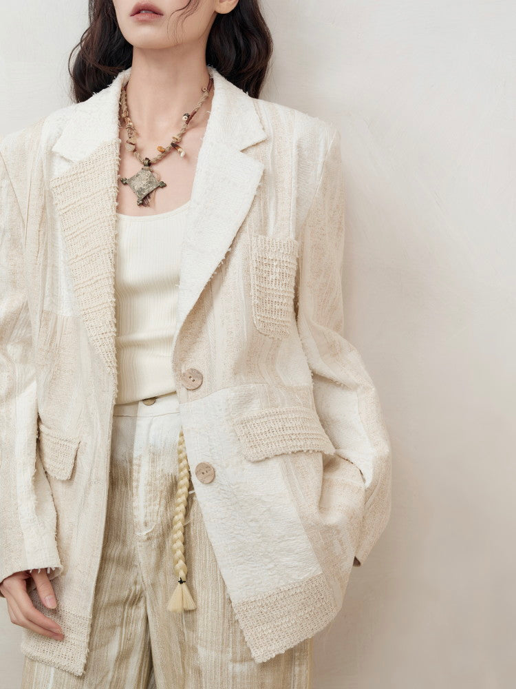 Oversize Patchwork Asymmetry Chic Jacket