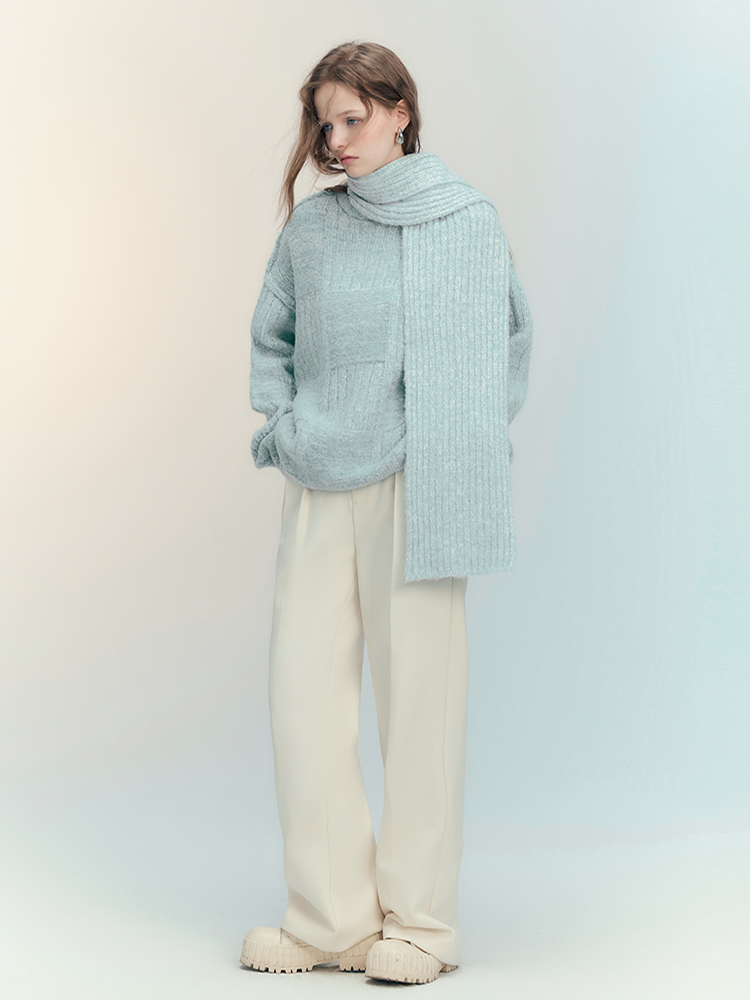 Oversize Loose Simple Chic Retro Crew-Neck Knit