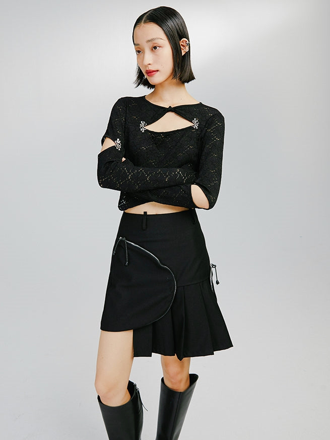 Cutout Panel Metal Bow Hook Crop Top