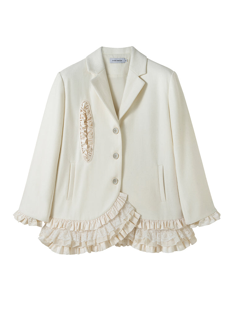 Lace Layered Woolen Jacket