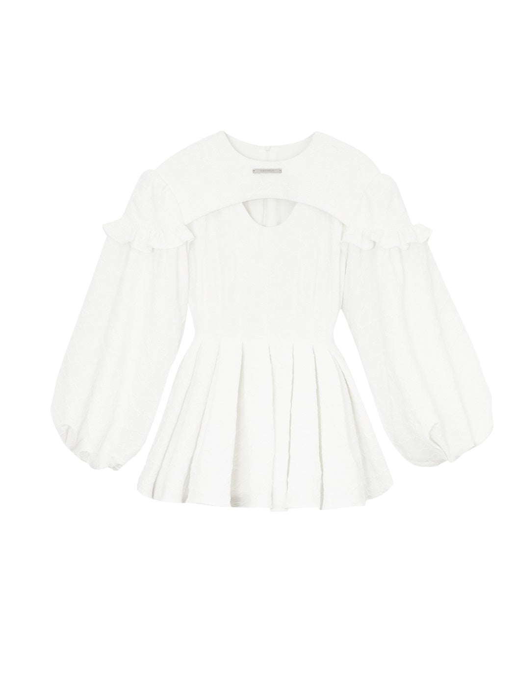 Peplum Balloon-sleeve Pleats Pullover