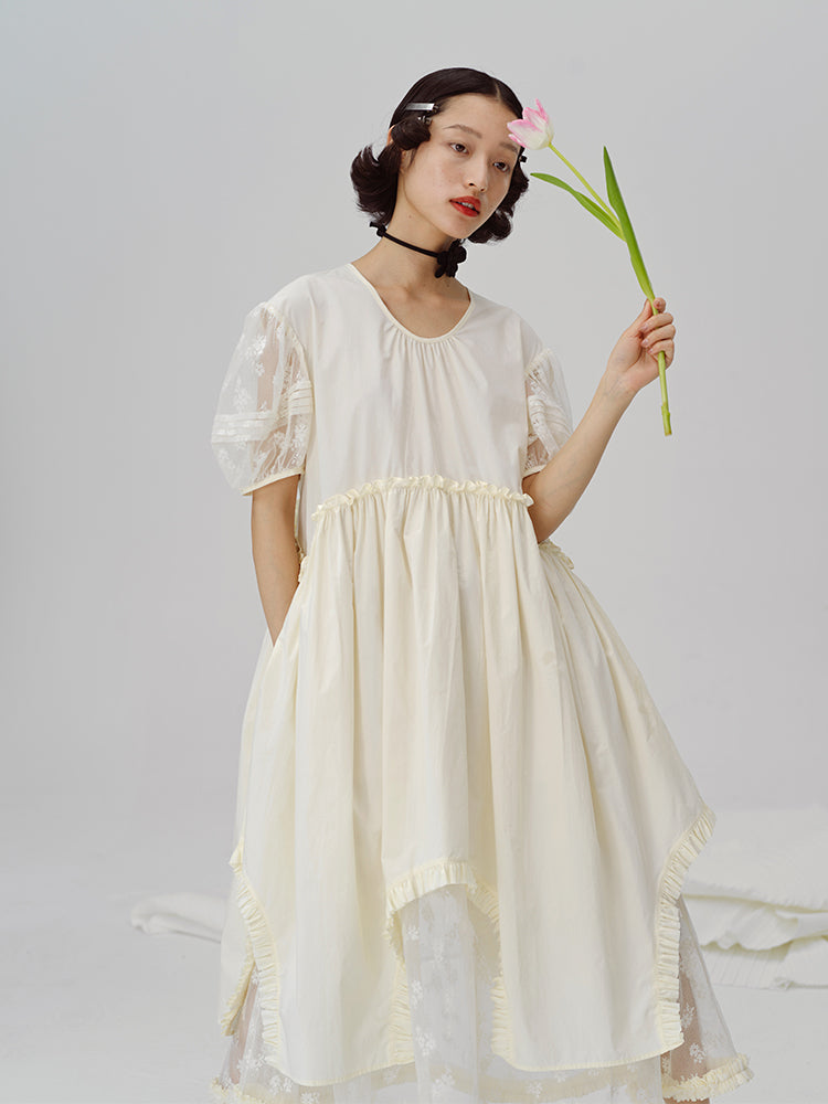 Irregular Hem A-line Shirt Skirt