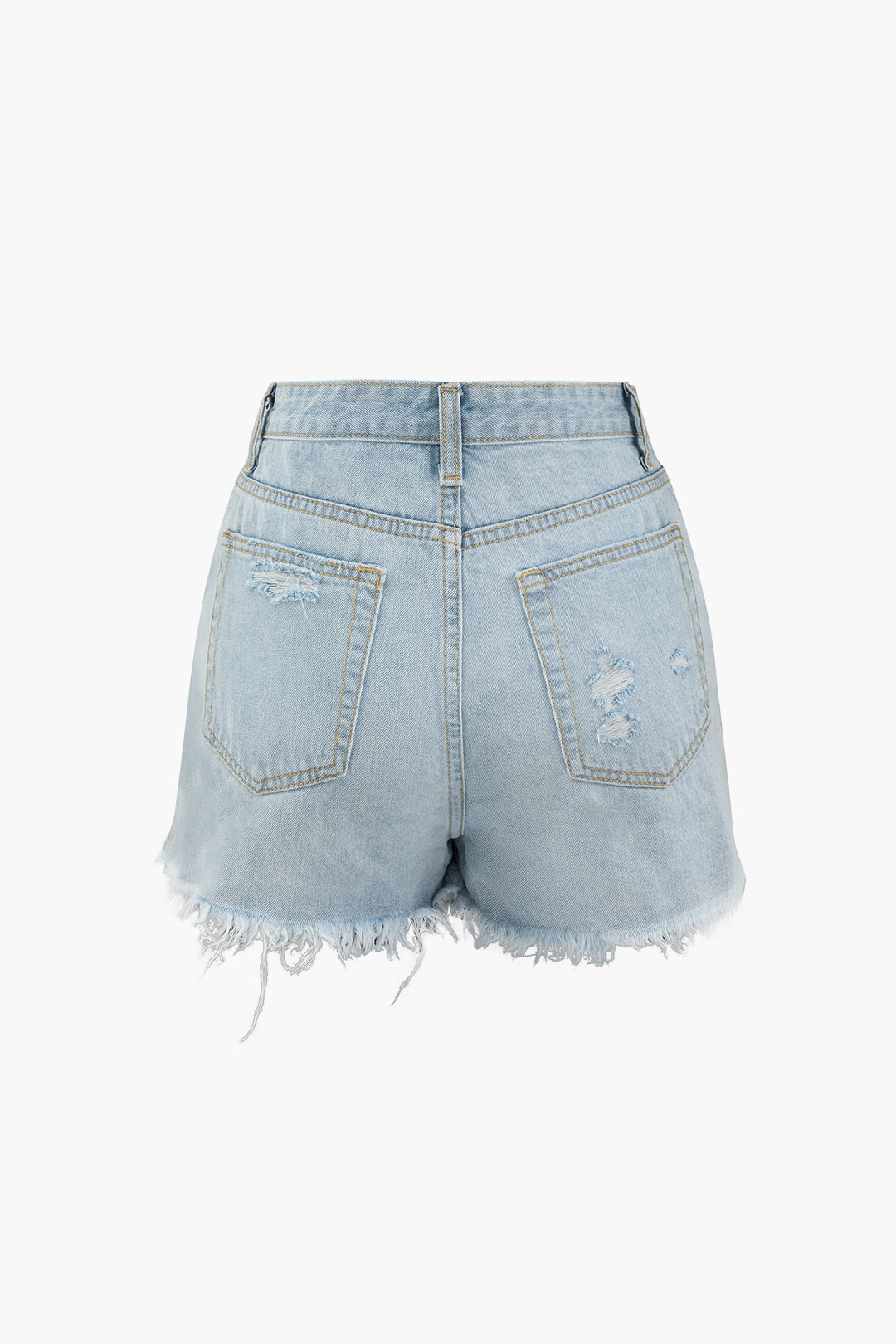 Frayed Destroyed Denim Shorts