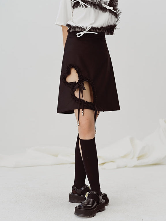 Hollow Heart Lace Short Skirt