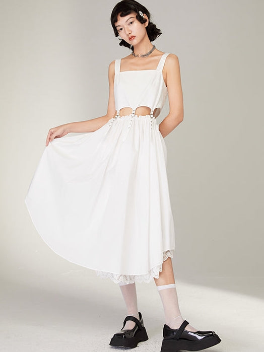 Navel Suspender Dress Mid-length