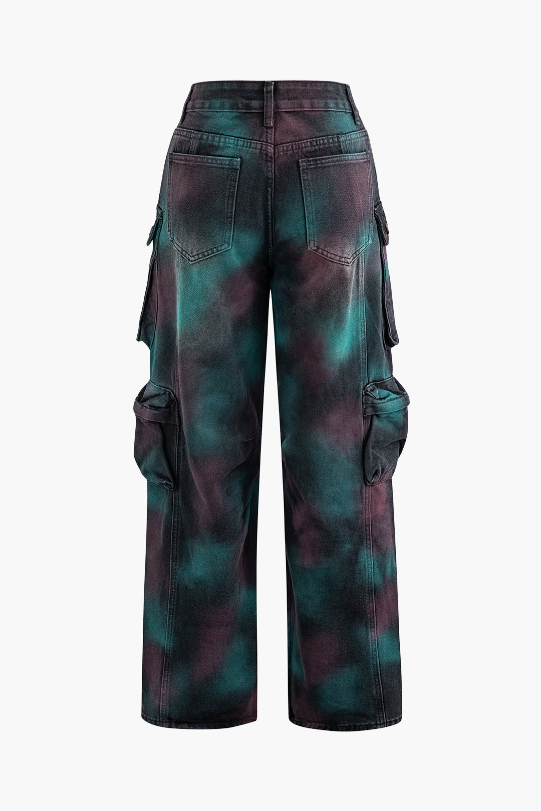 Tie Dye Multi Pocket Straight Leg Cargo Jeans