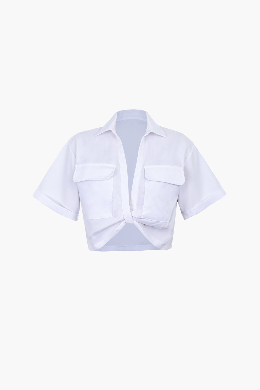 Flap Pocket Twist Hem Shirt