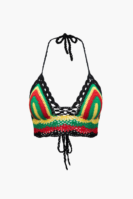 Rainbow Crochet Knit Halter Top