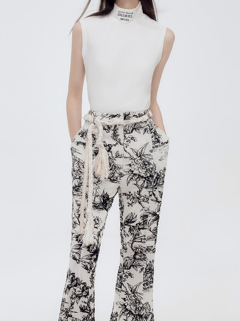 Water-Color Retro Slit Flare-Pant