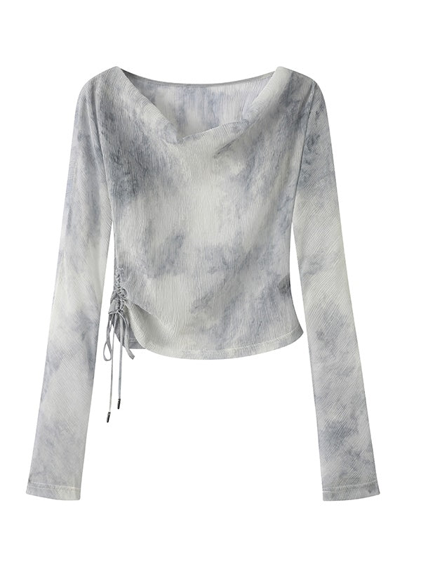 Tie-Dye Modest Chic Ciffon Tops＆Mini-Skirt Set-Up