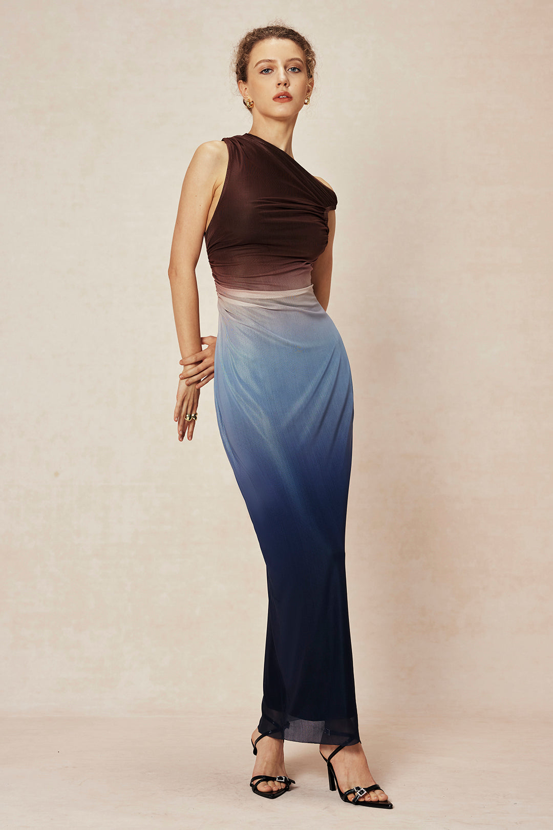 Ombre Mesh Sleeveless Midi Dress