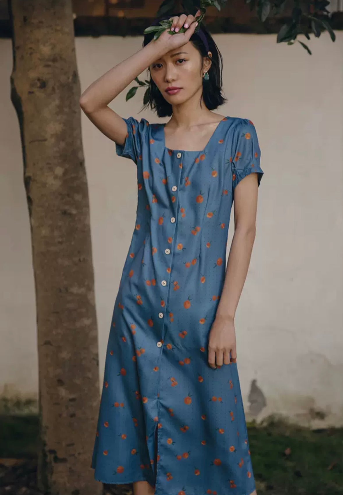 Vintage Floral Shift Dress in Blue