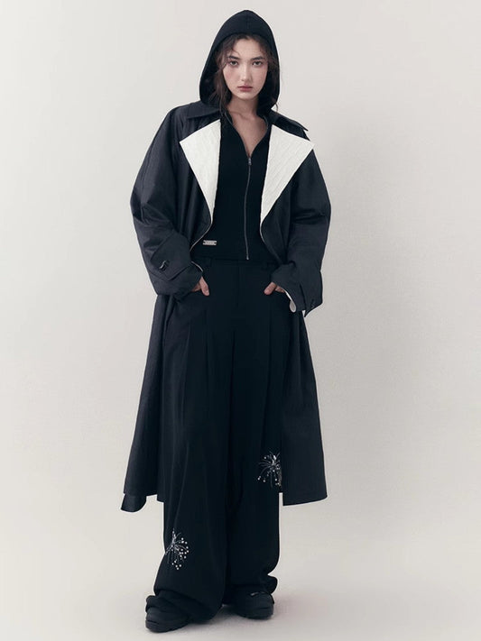 Bi-Color Nichi Monotone Wrinkled Long-Coat