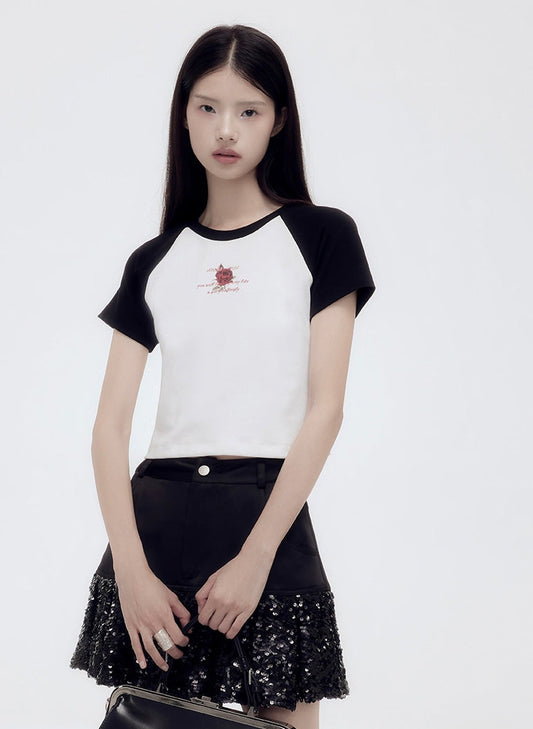 Bi-Color Rose Short T-Shirt