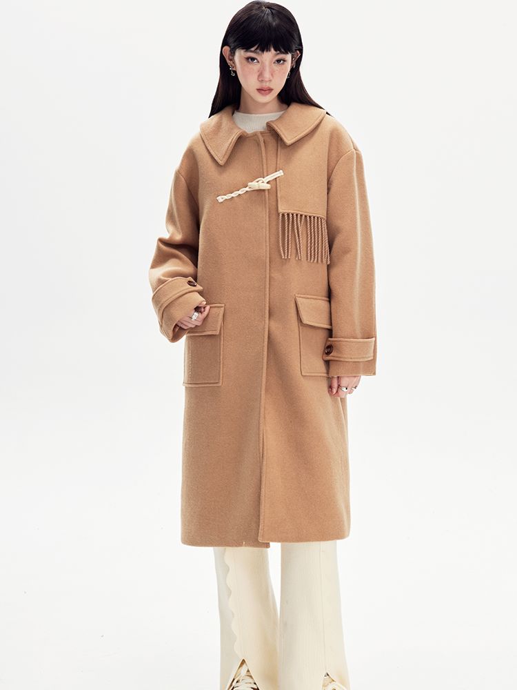 Tassel Checked Plain Long Stenkler-Coat