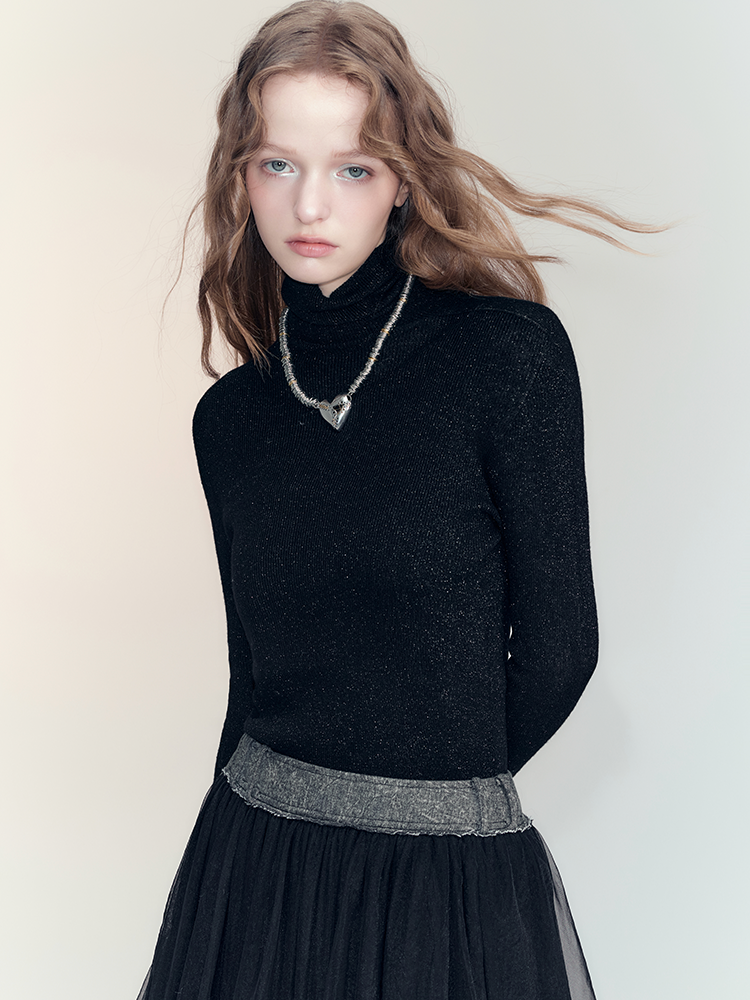 High-Neck Classy Simple Slim Knit