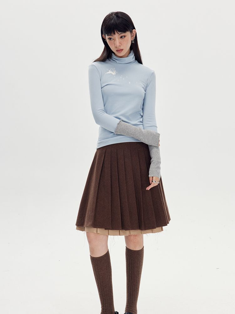 Layered Pleats Middle Skirt